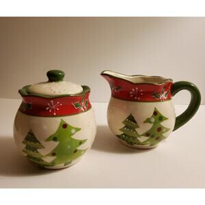 Christmas Ceramic Sugar and Creamer Set